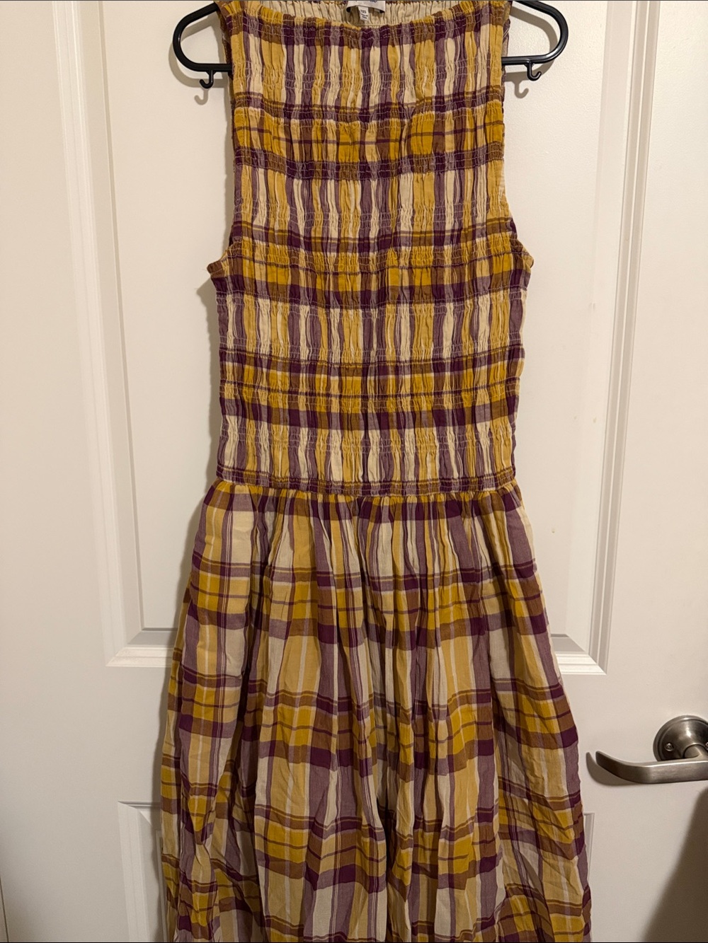 Madewell Smocked Maxi Dress in Plaid Seersucker Size xxs
